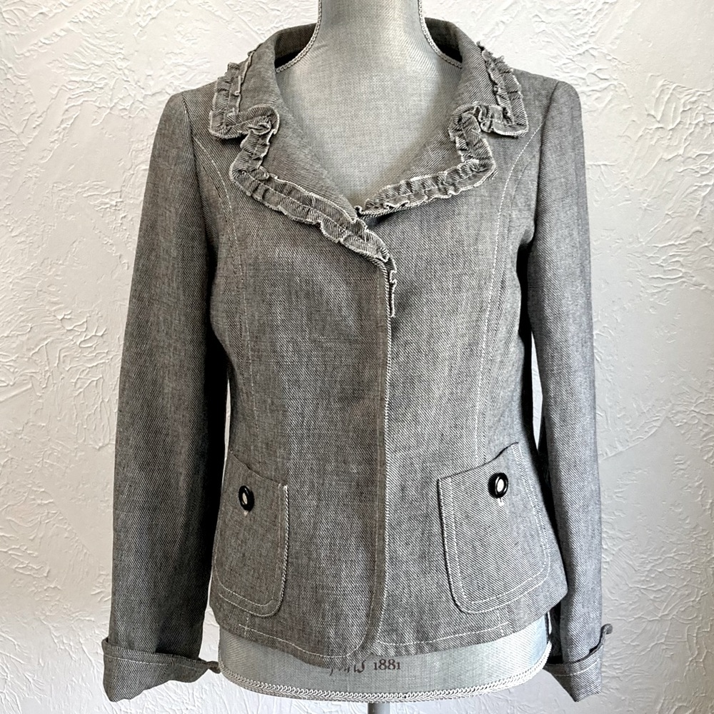 Weekend Max Mara Tweed Jacket with Ruffled Collar